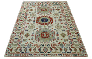 Traditional Mamluk design Ivory, Rust and Olive Hand knotted Multi Size wool rug