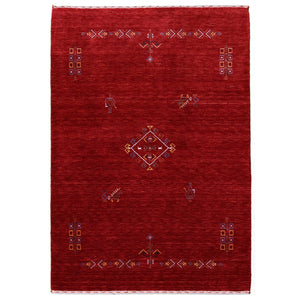 Red Center Medallion Tribal Design Hand Loomed Wool Area Rug