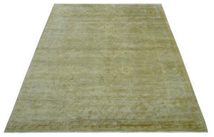 Traditional Oushak Design Beige And Silver Hand Knotted 8x10 Wool Area Rug