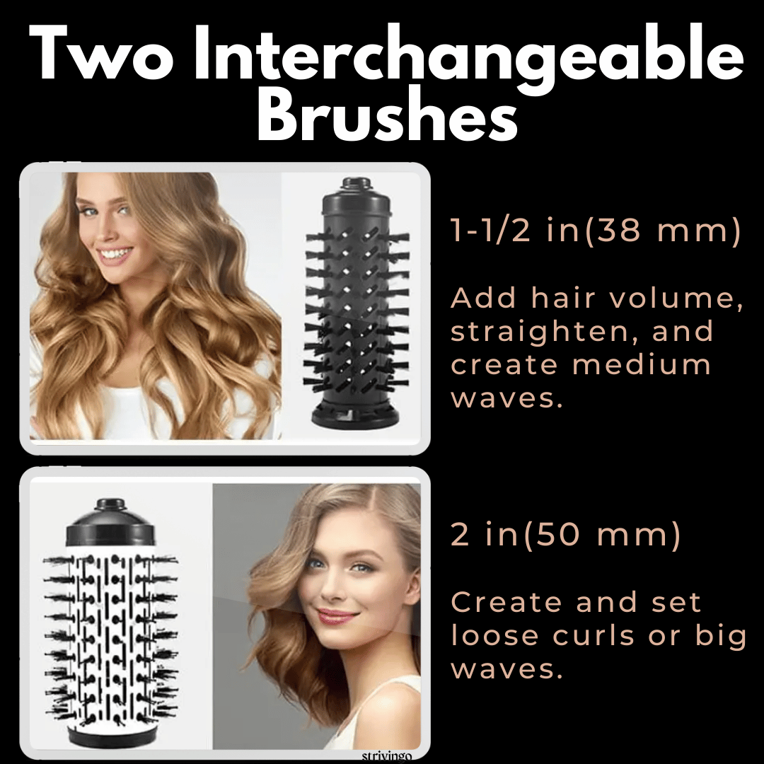 Ionic Rotating Hot Air Brush Hair Styler Dryer with 2 Brush Heads