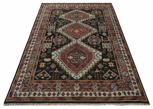 Hand Knotted Rust and Black Traditional Multi Size Wool Area Rug