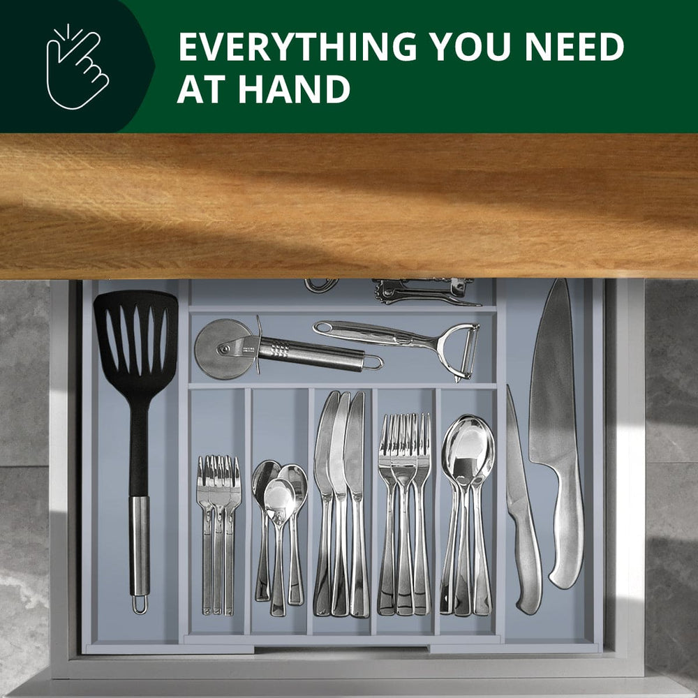 Silverware Drawer Organizer, Gray (9 Slots)