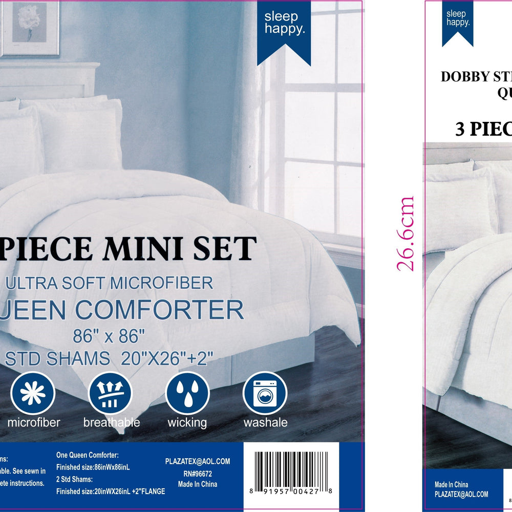 Faith, Hope, Love Home Decor Full/Queen Size Reversible Down Alternative Embossed Stripe Comforter (86" X 86") - White
