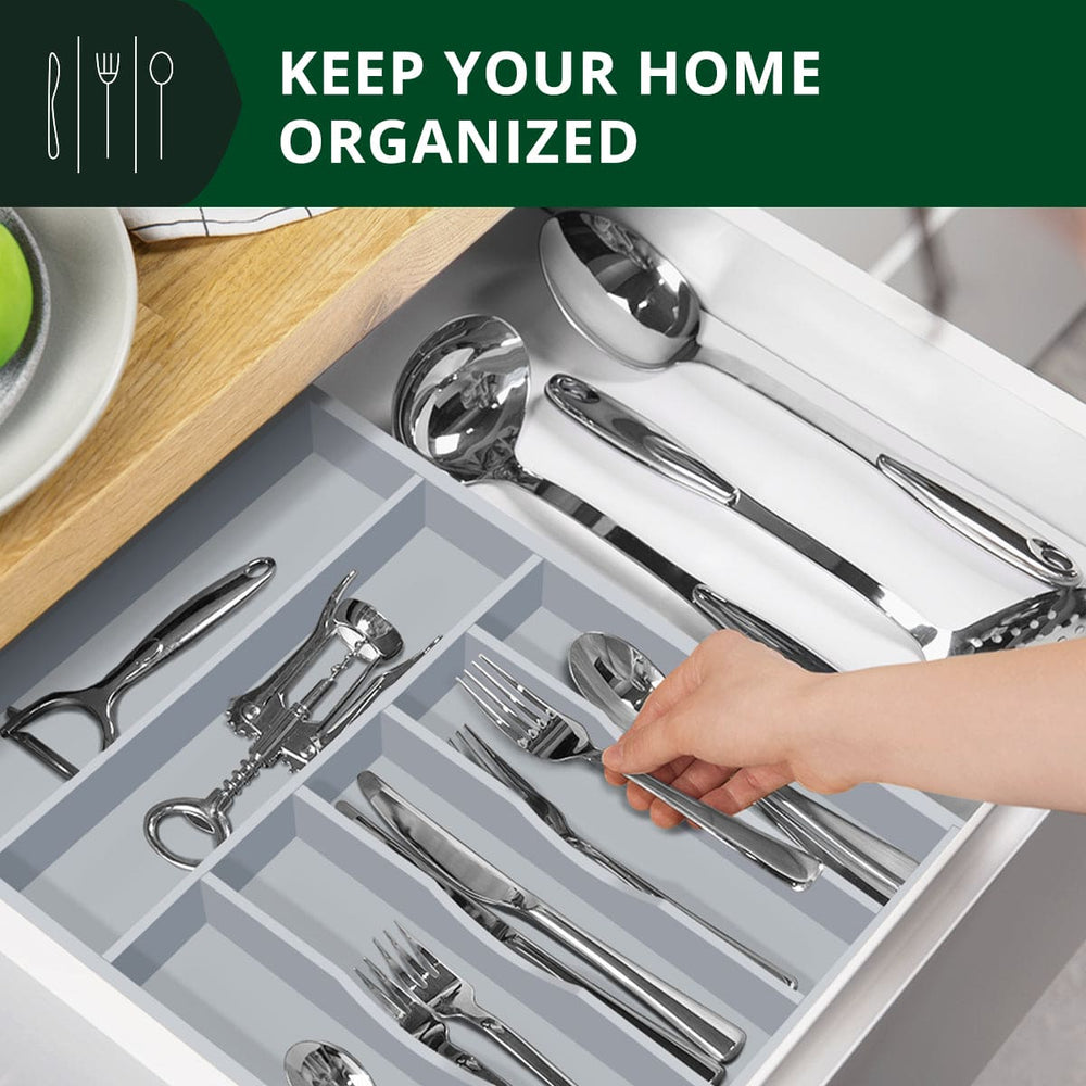 Basic Silverware Drawer Organizer, Gray