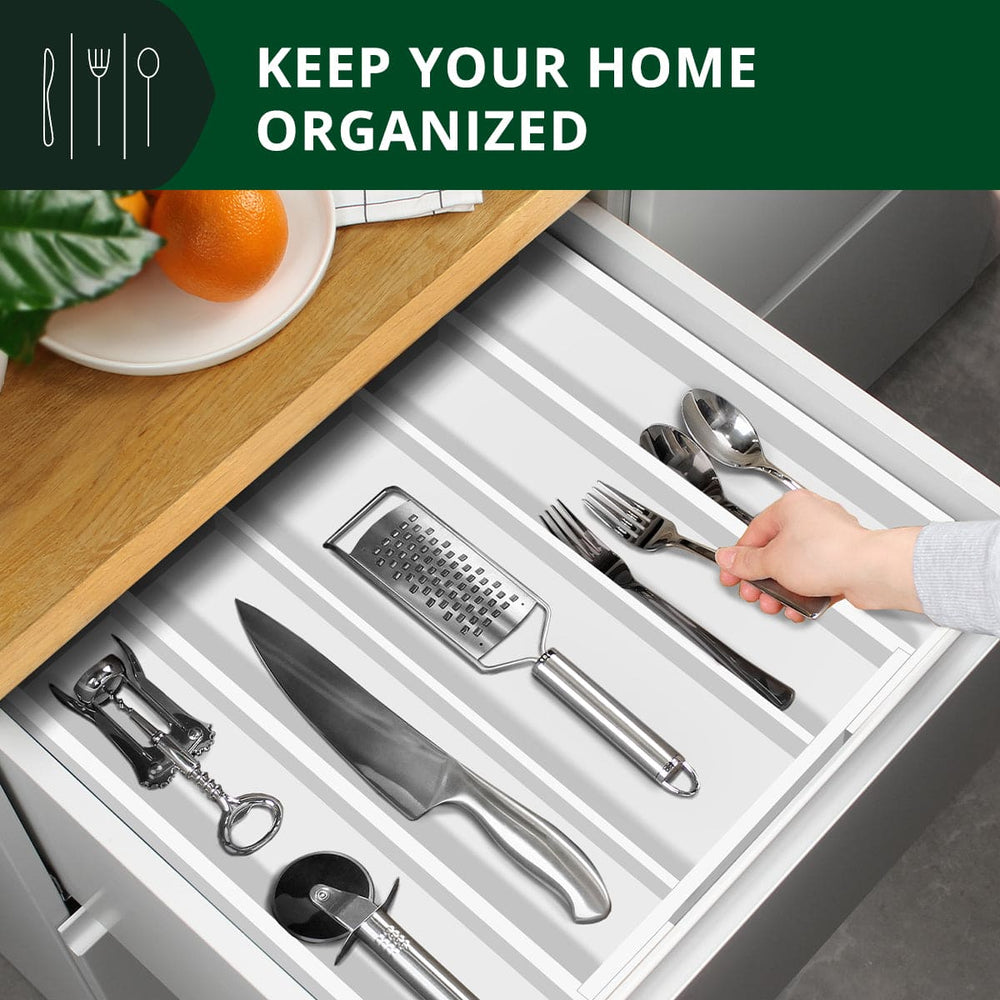 Utensil Drawer Organizer, White (5 Slots)
