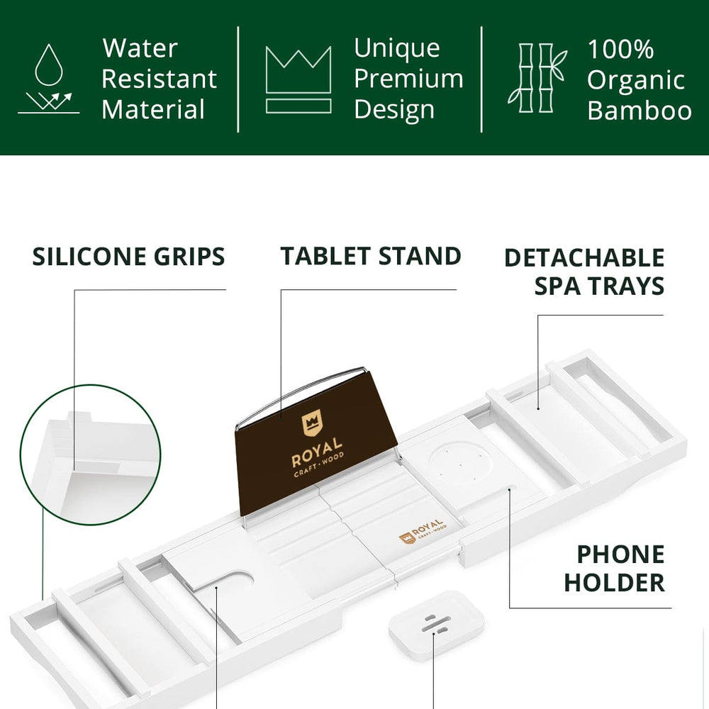 Bathtub Caddy Tray, White