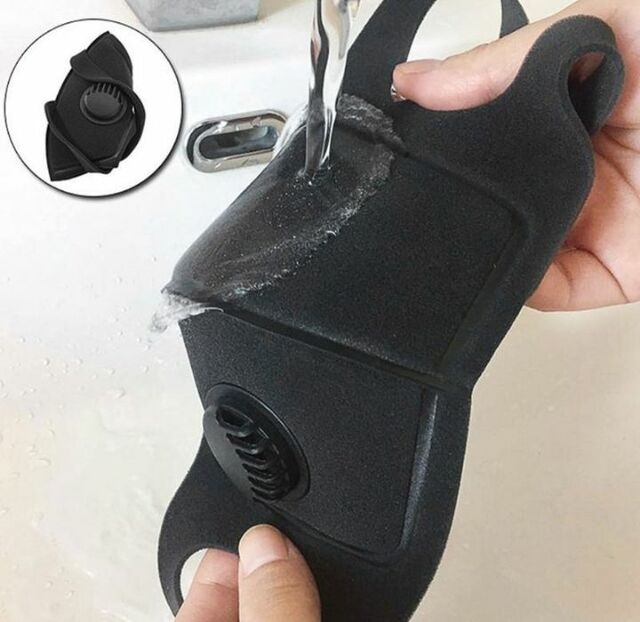 2-Pack Black Washable Face Mask with Breathing Valve