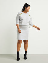 Zip-Back Banded-Waist Skirt