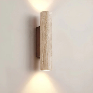 Modern Travertine Marble Cylinder LED Wall Sconce Warm White