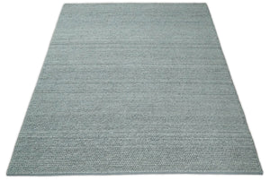 6x9 and 8x10 Solid Gray Wool Blend Felted Chunky Hand Woven Area Rug