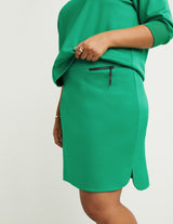 Zip-Back Banded-Waist Skirt