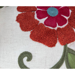 18x18" Embroidered Floral Boho Floral Throw Pillow Decorative Cover