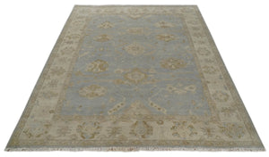Antique look Gray, Beige and Olive Hand knotted Traditional Oushak 9x12 wool Area Rug