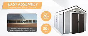 8x14 Ft Outdoor Resin Storage Shed with Windows