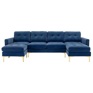 Modern L - Shape Convertible Sectional Sofa With Movable Ottoman