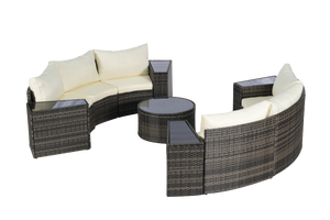 Outdoor Patio Furniture 11-Piece Half-Moon Sectional Round Patio Sofa Set