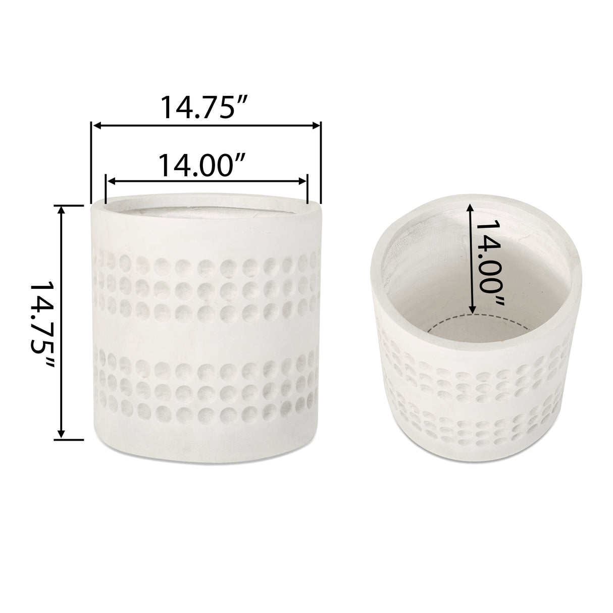 Antique white round planter