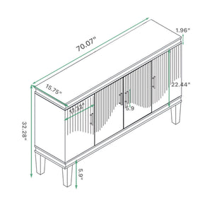 4 Door Cabinet, Large Storage For Living Room - Blue