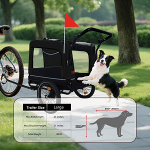 Extra Large 2-in-1 Bike Trailer & Push Cart for Pets