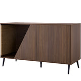 Cat Furniture 2 in 1 Modern Walnut Cabinet Side Table with Spring-Loaded Door