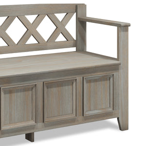 Amherst Solid Wood Entryway Storage Bench in Distressed Grey