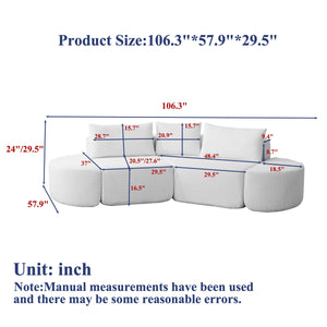 106.3-Inch V-Shaped Modular Sofa Set in Chenille Fabric