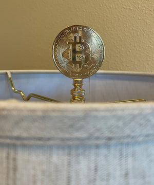 2.75"H Bitcoin Token Icon Polished Brass Finish Lamp Finial