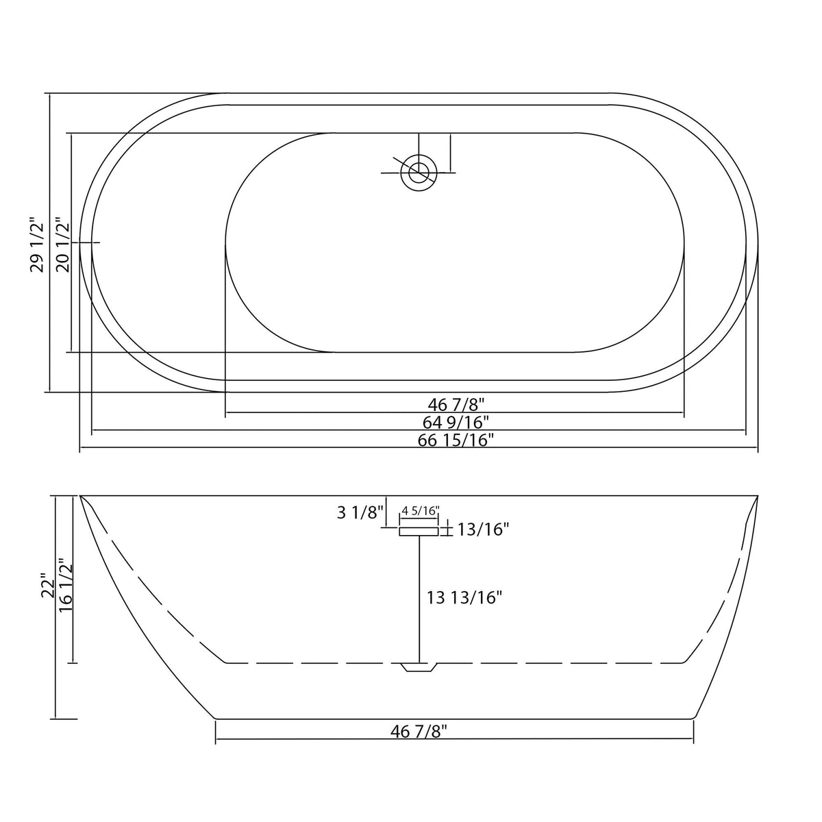 Glossy Freestanding Bathtub With Pop Up Drain