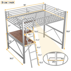 Loft Bed With Desk And Shelf, Modern Design