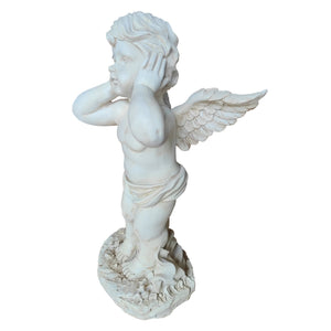 Winged Angel Covering Her Ears Resin Ornament