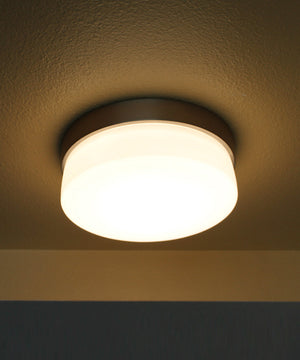 Flux 7"W 1-Light LED Flush Mount Light Fixture Satin Silver Finish by Maxim