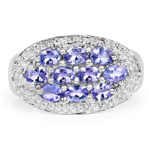 1.70 Carat Genuine Tanzanite .925 Sterling Silver Ring