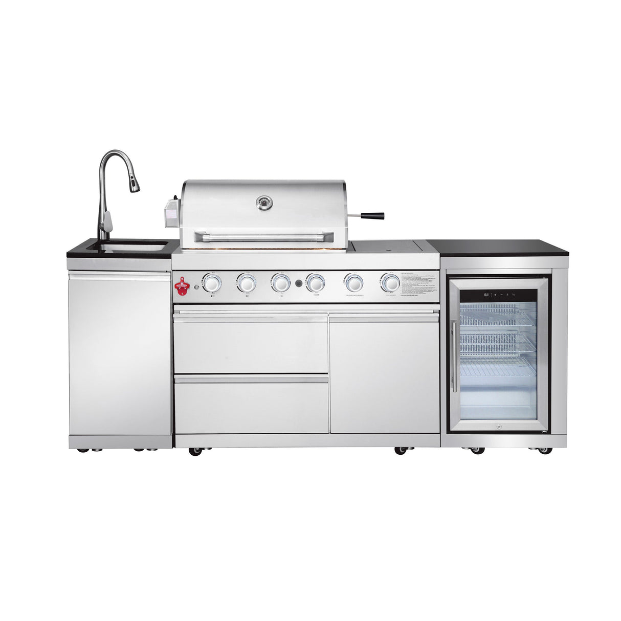 Outdoor Kitchen Island 85.2 Inch 4+1 Burner Propane Gas BBQ Grill 71500 BTU 304 Stainless Steel