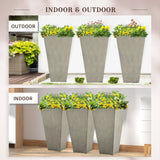 Outsunny Set of 3 Tall Planters with Drainage Hole, Gray