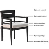 7-piece outdoor patio aluminum furniture, modern dining set, ember black