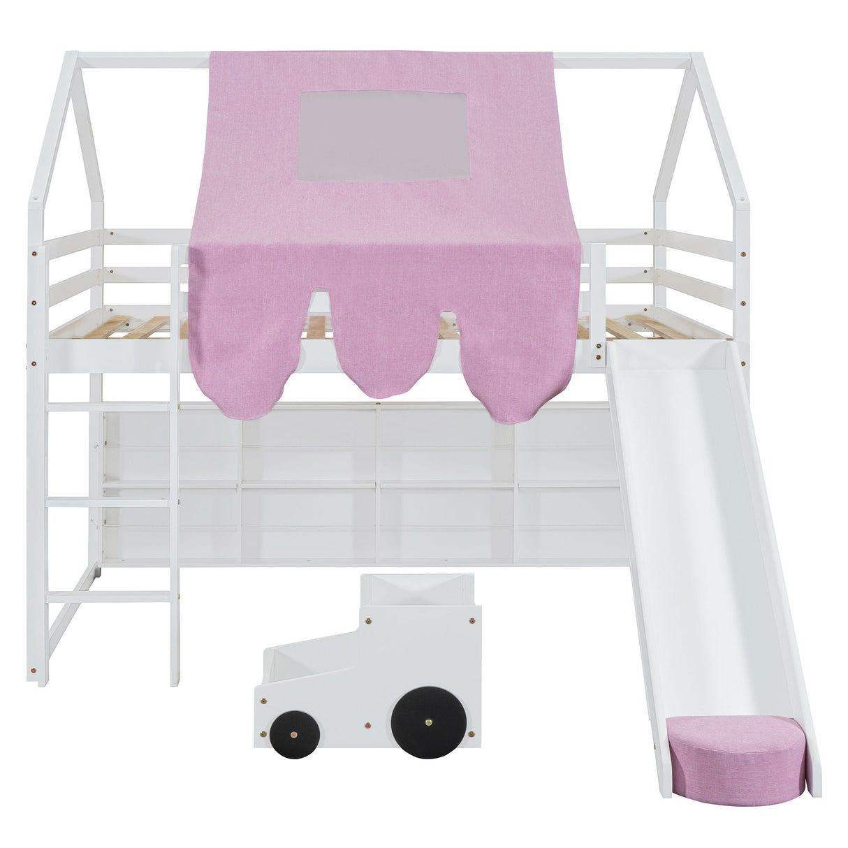 Loft Bed With House Shaped Frame And Tent