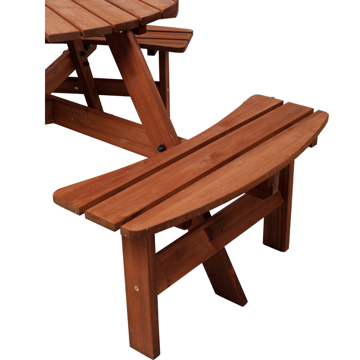 Wooden Kids Picnic Table with 3 Built-in Benches and Umbrella Hole