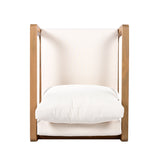 Outdoor Lounge Chair with Acacia Wood and White Cushions