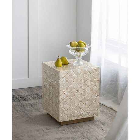 14x14x18'-Square-Capiz-Stool,-Cream-Side-Tables
