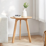 Round Side Table with Solid Oak Wood Frame