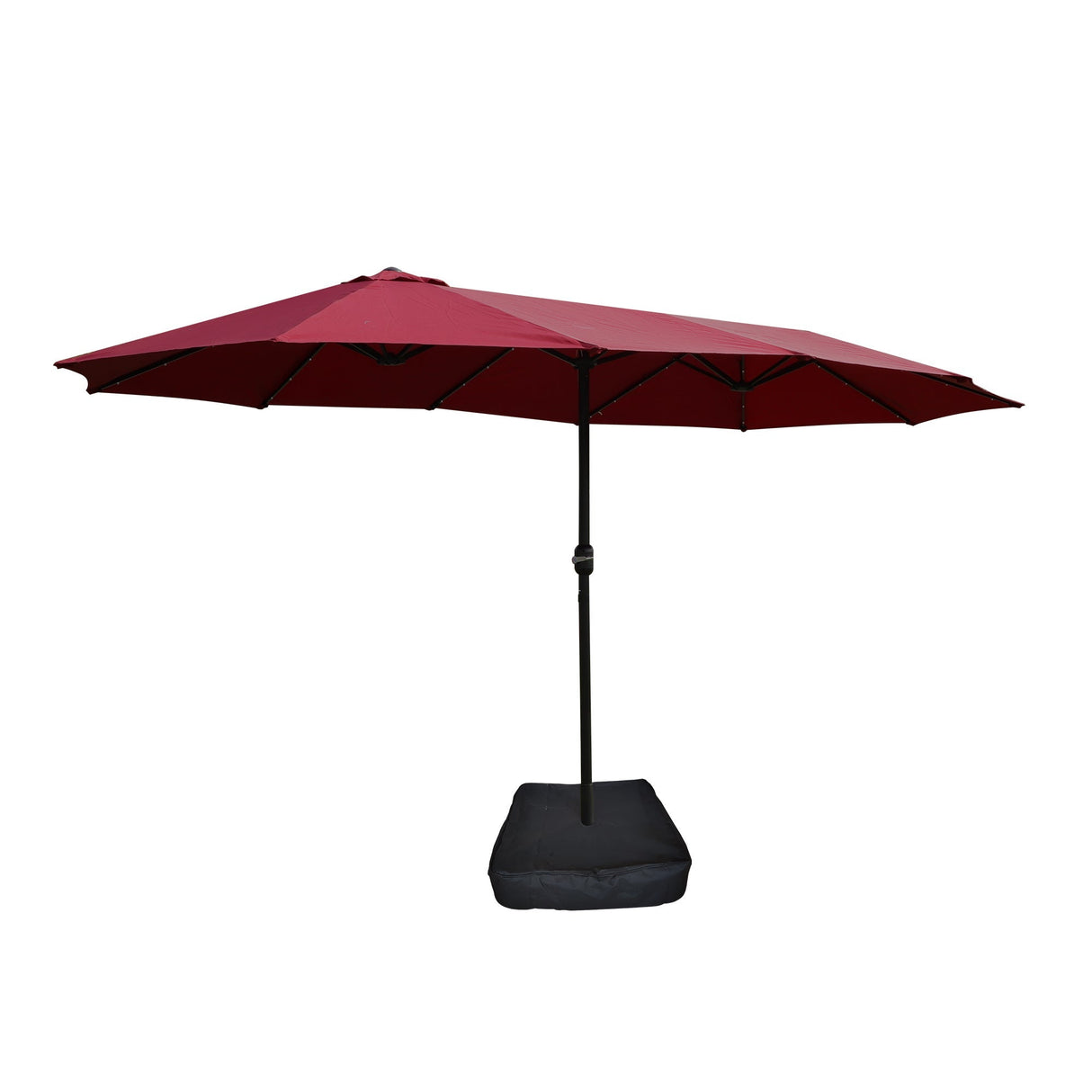 15x9ft Large Double-Sided Rectangular Outdoor Patio Umbrella with Light and Base - Red