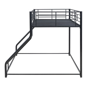 Metal Floor Bunk Bed With Sloped Ladder, Space Saving Design