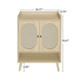 2 Door Shoe Rack, Freestanding, Modern Shoe Storage Cabinet, For Entryway - Natural