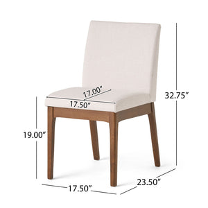 5 Piece Dining Set with 4 Upholstered Chairs - Light Beige / Walnut