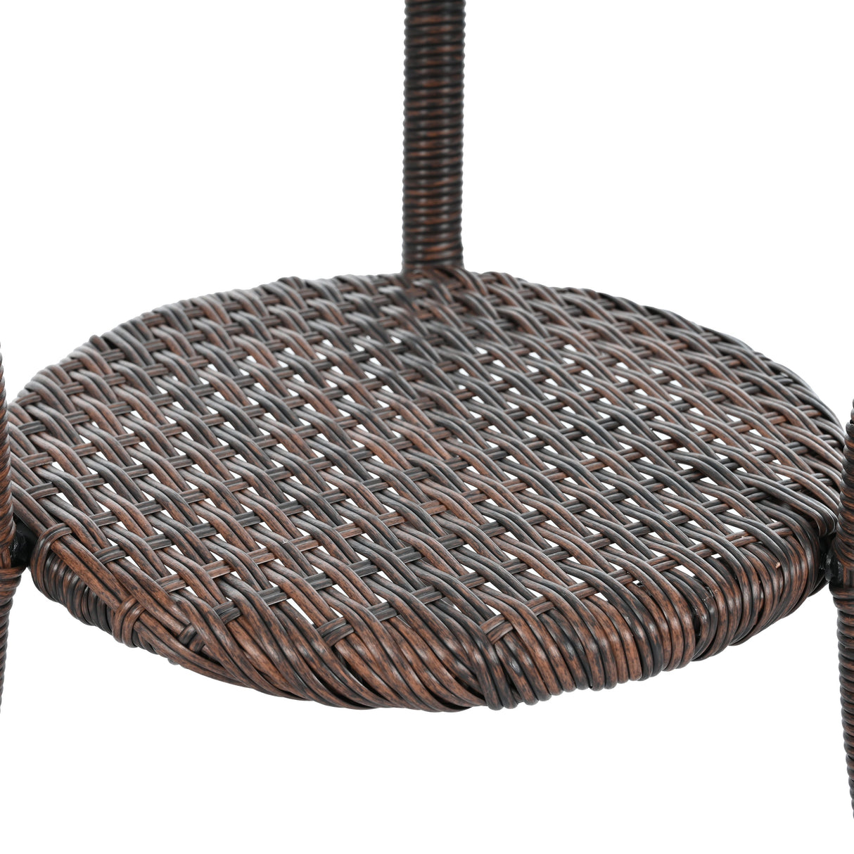 U_STYLE Outdoor Leisure Set, 2 Rattan Single Chairs with Glass Round Table