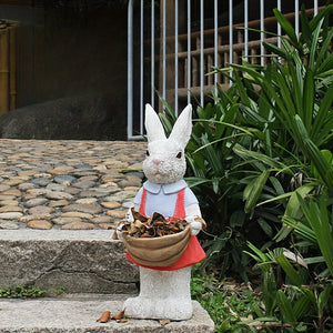 Charming Hand-Painted Rabbit Garden Statue