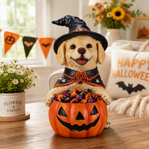 Halloween Labrador Retriever Witch Puppy Figurine