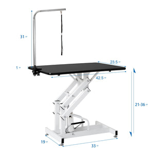 Hydraulic Dog Pet Grooming Table Heavy Duty Big Size Z-Lift Pet Grooming Table - Black / White