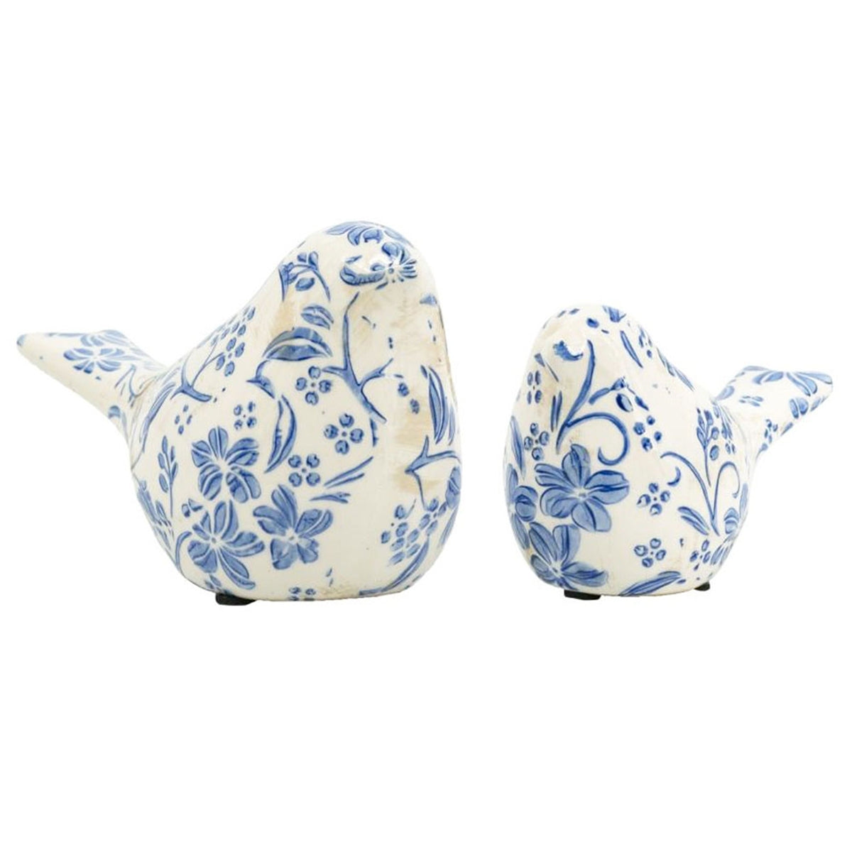 Set of 2 Chinoiserie Ceramic Birds