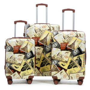 3-Piece PC Spinner Wheel Luggage Set with Printed Pattern